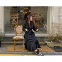 벨드안 피치기모 집업 카라 스트링 롱 원피스