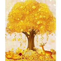 지산 DIY 보석십자수 (캔버스형) 50x40cm, AD37 황금가득 금전수