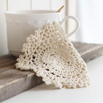 테라스 작은화분 받침용 뜨개 도일리 주방소품 레이스 찻집 컵홀더 매장 음식점