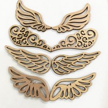 목공용품 10/40Pcs 천사 날개 로그 색상 미완성 우드 칩 공예 DIY 비 다공성 패치 콜라주 재료 모델, 05 E-40pcs