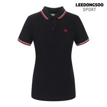 이동수스포츠 이동수 골프웨어 여름 여성 배색 카라 반팔 티셔츠 블랙 F1B-TS4510-B1 MODA outlet D