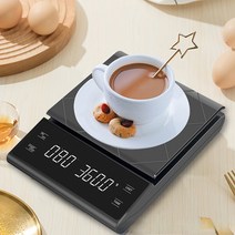 주방전자저울 미니전자저울 가정용전자저울 고정밀 타이머 포함 주방 커피 저울 3kg/0.1g 후면 조명 LCD 디스플레이 드립 에스프레소 스케일, [01] Black, [01] 3 키로그램