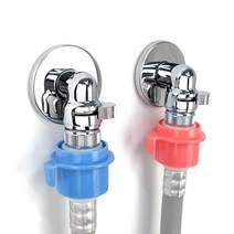 슬림수전 일체형 세트 납작수전 세탁기 베란다 세탁실 수도꼭지 교체, 슬림수전 일체형 실버 2p