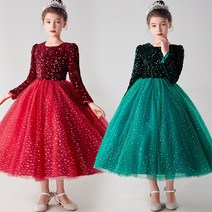 [클로이클로젯] 크리뮤즈 크리스마스 아동 레드 그린 스팽글 산타 여아드레스 327