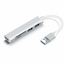 C타입 멀티 허브 USB 타입 포트 3 3.0 카드 리더기 C c 분배기 미니 2 인 1 카드리더 SD TF 마이크로 Windows Vist, USB silver