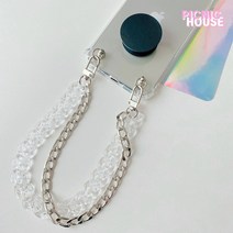 SL084 손목 핸드폰줄 투명체인실버체인