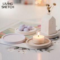 [리빙스케치]원형 석고 캔들 디퓨저 방향제 홀더 플레이트 받침대 국내제작, 원형 연베이지