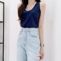 티데일리 베이직 타임 나시 여성용 U넥 민소매 티셔츠
