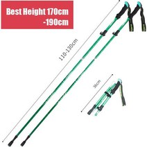 등산스틱 등산 스틱 금속 트레킹 폴 지팡이 캠프 액세서리 개폐식 자기 방어 하이킹 유행, 02 green stick L2