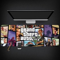 Grand Theft Auto 마우스 패드 GTA5 마우스 패드 대형 컴퓨터 게임 노트북 키보드 마우스 장패드 책상 패드 pc 게임 모바일 게임 캐릭터 마우스패드, 04_400x900mm | 3mm