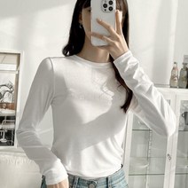 옷자락 여자 라운드넥 쫄티 스판 무지 기본 긴팔 티셔츠