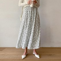 브이와이 여자 여성스러운 패턴 꽃무늬 후레아 롱스커트