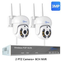 3MP 5MP HD 무선 CCTV 시스템 양방향 오디오 방수 PTZ WIFI IP 보안 8CH NVR 비디오 감시 키트, 28.3T - 8CH 3MP With 2 PTZ