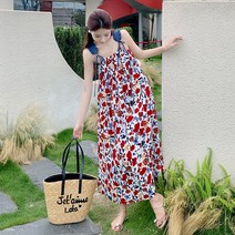 휴양지원피스 바캉스룩 에스닉원피스 하와이안 꽃무늬 배색 끈나시 리조트 보라카이여행 원피스