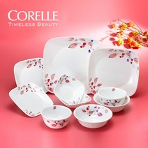 코렐 신상품 접시 공기 대접 그릇 홈세트, 코렐 핑크브리즈 사각 2인 10p