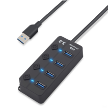 DFMEI 4 독립 버튼 3.0hub USB 3.0hub USB SEV 허브, 검은 색