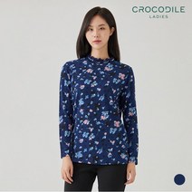 [크로커다일레이디] 플라워패턴물결넥티셔츠_CL0WTS106