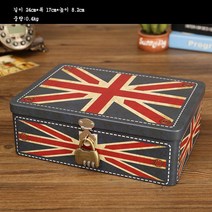 Makone 레트로 철제 상자 소품 빈티지 양철통 수납함 다용도 악세서리 사각 보관함 티백 영양제 화장품 잠금 자물쇠, A대개