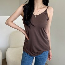 데일리앤 여성 이너 기본 끈나시 슬리브리스 브이넥 나시티 몬트리