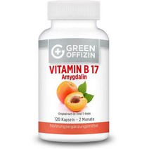 비타민B 고함량 활성비타민B 콤플렉스 Green Offizin 비타민 B17개 량당 살구씨 추출물 1000mg 아세로라 체리의 C 160mg개 쓴 고용량개 120캡슐, 단일수량, 단일개당 용량/중량/정