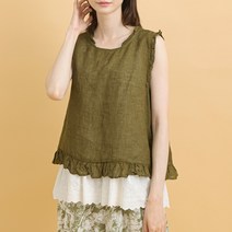 백버튼 프릴 린넨 나시