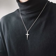 와이티지 써지컬스틸 십자가 E타입 체인 목걸이 데일리 커플 남자 여자 공용 심플한 패션 레이어드