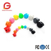 노리박스 월광보합 오락기고품질 아케이드 콘솔 비디오 게임 1 단위 복사 Sanwa OBSF-30 mm 24mm 푸시 버튼, 30mm 옐로우