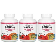 내추럴팩터스 비타민C 500mg 메가도스 4가지 혼합과일 90츄어블 웨이퍼 3개 헤스페리딘 로즈힙 루틴 아스코르브산 시트르산 만다린 감초뿌리