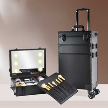 이동식 화장품 가방 트롤리 캐리어 박스 메이크업 전문가, 상세 페이지 참고, 업그레이드 4단(조명6) 충전형