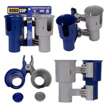 ROBOCUP 컵 홀더 업데이트 버전 음료 거치용 낚싯대 폴 보트 해변 의자 골프 카트 휠체어 보행기 드럼 스틱 마이크 스탠드용 [미국 직배송], Navy Gray