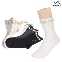[내삭스]숙녀-Ds스파클3단뿌림 양말 1족/진주양말[2757]