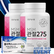 MSM 식이유황 고함량 엠에스엠 관절 영양제 관절 275 2통 세트 프로폴리스 아연 증정, 240정+10C, 1세트