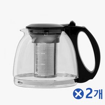 뜨거움방지 블랙핸들 유리 티포트 1.1Lx2개 차우리기거름망주전자 거름망티포트 꽃차주전자 내열유리 내열유리주전자 내열유리티포트 내열주전자 녹차티포트 유