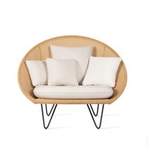 까사미아 디자인 라탄 의자 루프탑 카페 소파 라운지 암 체어 야외 테라스, 원목색   조합