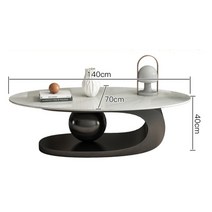 북유럽 모던 인테리어 원형 라운드 거실 좌식 좌식 테이블, 140x70x40cm 블랙 화이트