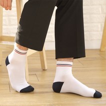 남자 더블라인 5켤레 패션 캐쥬얼 중목 무지 양말