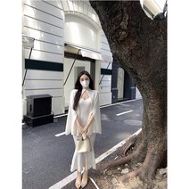 여성 니트 투피스 머메이드 원피스 케이프 망토 세트