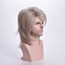 남자 가발 앞머리 부분 통가발 정수리 남성 투블럭 중년 모자 인모 짧은머리 군인 다운펌 자연 짧은 스트레이트 합성 옹 브르 금발 다크 루트 컬러 사이드 파트 패션 파티 또는, 7299