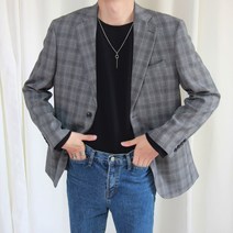 양룸 남자 글렌 체크 블레이져 봄 자켓