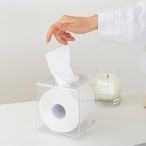 투명 두루마리 티슈 화장지 케이스 업소용 휴지홀더, 정사각