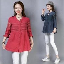 레이스 시원한 라우스 마셔츠 면블 공주풍블라 빅사이즈