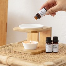 멜로우버디 대나무 오일 버너 + 티라이트 캔들 1개 SET, 대나무오일버너