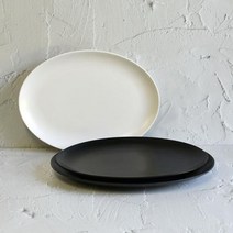 타원형 접시 국산 멜라민 타원접시 업소 식당 음식점 캠핑, 크림