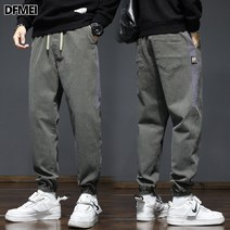 DFMEI 가을 청바지 남자바지 코디 와이드 배기 가을 겨울 남자 조거 9부 팬츠