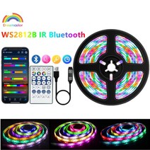 led 스트립 조명 rgb 5050 rgbic ws2812b 블루투스 usb dc5v 1m-30m flexible 램프 리본 tv 데스크탑 화면 백라이트 다이오드 luces, ws2812 ir 블루투스, 30m 풀세트