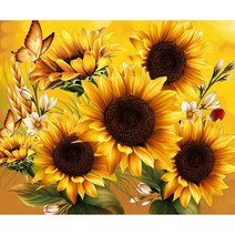 지산 DIY 보석십자수 (캔버스형) 50x40cm, AD40 만개한 황금해바라기