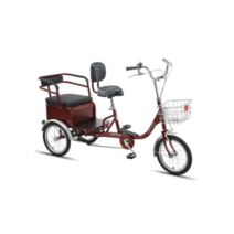 뒷자석 있는 노인자전거 삼륜자전거 사륜자전거 짐칸, 알루미늄 합금 12인치 레드 4륜