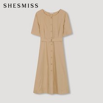[쉬즈미스(SHESMISS)] [쉬즈미스] [22SS]벨티드 린넨 버튼 다운 원피스_SWW