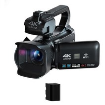 YouTube 촬영용 4K UHD 64MP 스트리밍 비디오 카메라 캠코터 배터리 추가, 4K카메라(기본) + RX200 배터리