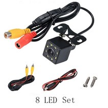 와이드 앵글 HD 자동차 후방 카메라후방 비디오차량 카메라백업 역방향 카메라12 LED 야간 투시경주차 카메라 호환, 8 LED set